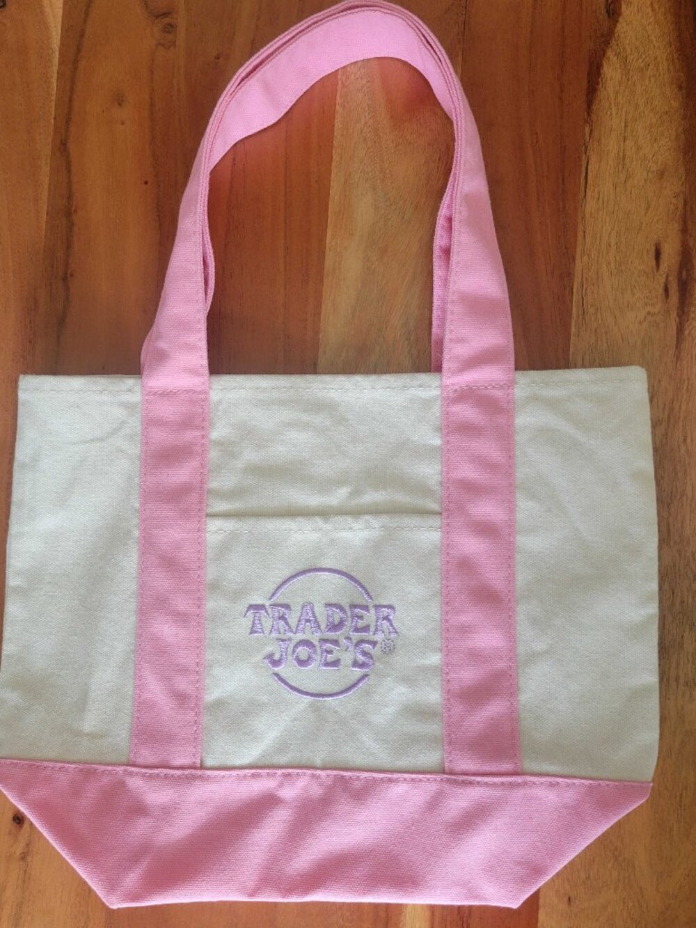Trader Joe's Pastel Pink Mini Canvas Bag Shopping Tote